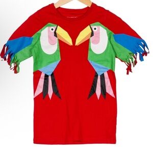 Stella McCartney Red Tee with Colorful Birds